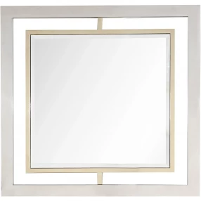 Antiqued gold finish mirror with picture frame design in interior visual art setting for online shop