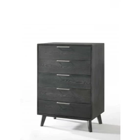 30" Grey Wash Solid Wood Five Drawer Chest