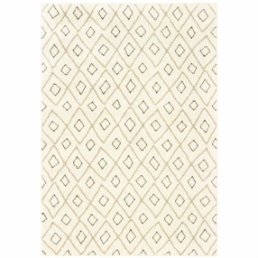 power loom stain resistant area rug with beige pattern and rectangle design