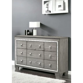 64" Light Gray Solid and Manufactured Wood Nine Drawer Triple Dresser
