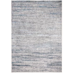 blue gray ivory abstract area rug with rectangle pattern