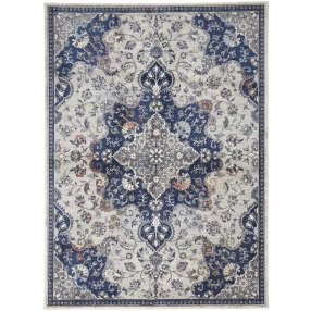 loom distressed stain resistant area rug with rectangle pattern and electric blue visual arts design
