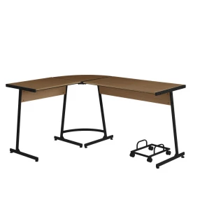 58" Brown and Black L Shape Computer Desk