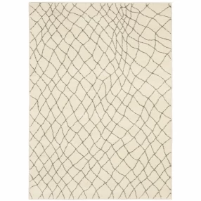 8' X 10' Ivory And Grey Geometric Power Loom Stain Resistant Area Rug