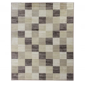 power loom stain resistant area rug in brown and beige rectangular textile