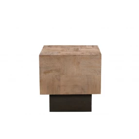 22" Black And Brown Solid Wood Square End Table