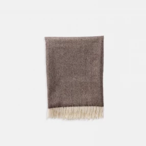 Brown And Ivory Woven Wool Reversable Throw