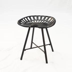 18" Black Iron Backless Bar Chair