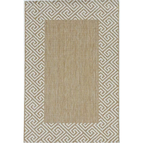 key bordered indoor outdoor area rug brown beige rectangle pattern