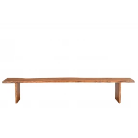105" Brown Live Edge Solid Wood Dining Bench