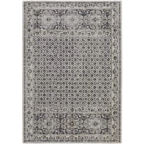 gray abstract stain resistant area rug with rectangle pattern and creative motif