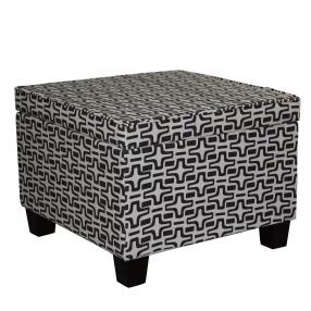 25" Black And White Polyester Blend And Black Geometric Storage