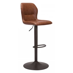 Adjustable Height Brown And Black Steel Swivel Low Back Counter Height Bar Chair