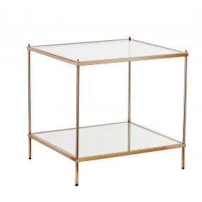 22" Gold Glass Square End Table