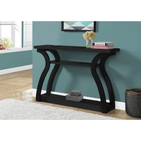 47" Black Floor Shelf Console Table With Storage