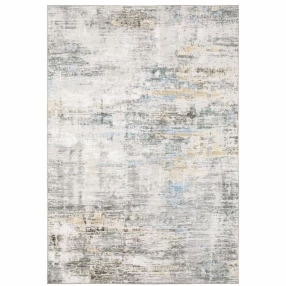 9' X 12' Gray And Ivory Abstract Power Loom Stain Resistant Area Rug