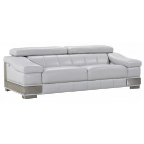 92" Gray And Silver Italian Leather Sofa