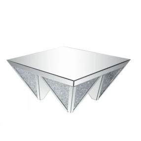 37" Silver Glass Square Mirrored Coffee Table
