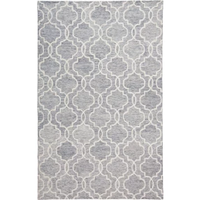 8' X 10' Blue Gray And Ivory Wool Geometric Tufted Handmade Stain Resistant Area Rug