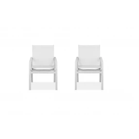 Set of Two White Metal Indoor Outdoor Dining Chairs