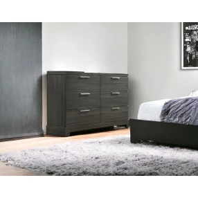 59" Gray Solid and Manufactured Wood Six Drawer Double Dresser
