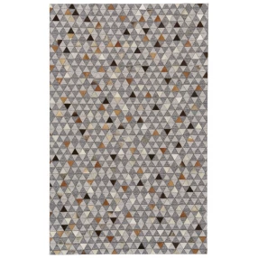 10' X 13' Gray Ivory And Brown Geometric Hand Woven Area Rug