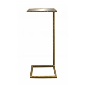 27" Brass And Silver Mirrored Square Mirrored End Table