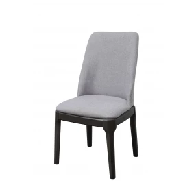 Set of Two Light Gray And Gray Upholstered Linen Dining Side Chairs