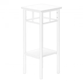 28" White Square End Table With Shelf
