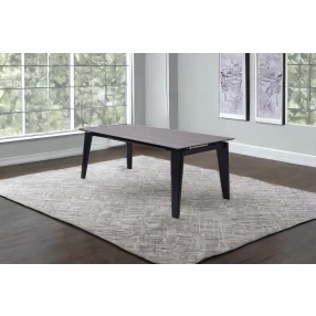 71" Gray And Black Ceramic And Solid Wood Drop Leaf Dining Table