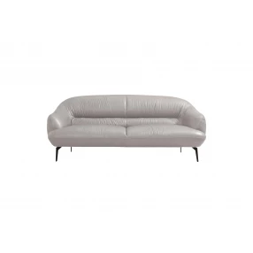 66" Gray And Black Leather Loveseat