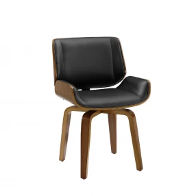 Black And Brown Upholstered Faux Leather Curved Back Dining Side Chair
