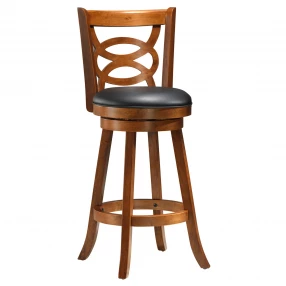 Set of Two 29 " Black And Brown Solid Wood Bar Chairs