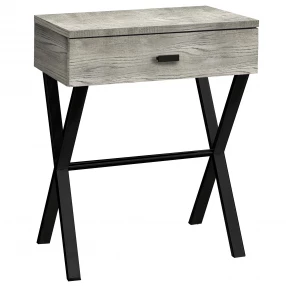 22" Black And Gray End Table With Drawer