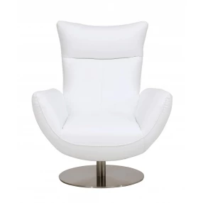 43" White Contemporary Leather Lounge Chair