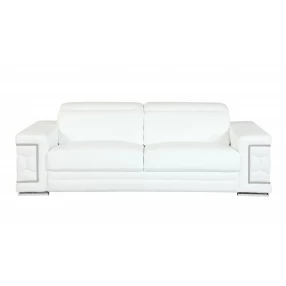 89" White And Silver Italian Leather Sofa