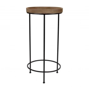 Set of Three 29" Black And Brown Round End Tables