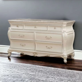 66" Pearl Solid and Manufactured Wood Seven Drawer Triple Dresser