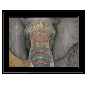 Tattooed Elephant Trunk Black Framed Print Wall Art