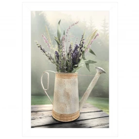 Lavender Watering Can 2 White Framed Print Wall Art