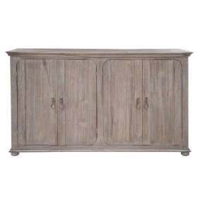 72" Sand Solid and Manufactured Wood Distressed Credenza