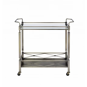 32" X 16" X 30" Antique Brass Metal Serving Cart