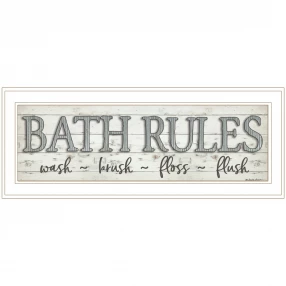 Bath Rules 1 White Framed Print Wall Art