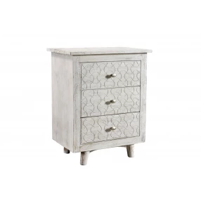 White drawer nightstand with wood finish and cabinetry design in furniture