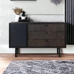 63" Gray Solid Wood Three Drawer Dresser