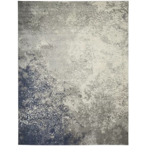 black abstract power loom area rug with grey pattern and tints of asphalt