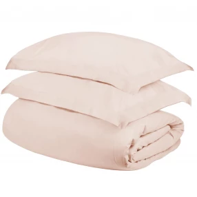 Pink Twin Cotton Blend 400 Thread Count Washable Duvet Cover Set