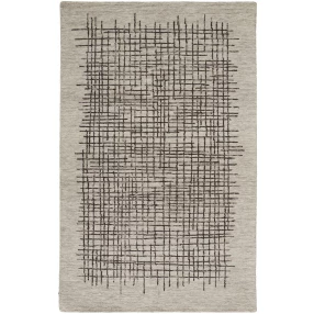 tufted handmade stain resistant area rug with rectangle pattern and symmetry