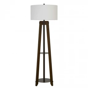 65" Brown Tripod Floor Lamp With White Rectangular Shade