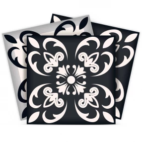 6" X 6" Black And White Quatro Peel And Stick Removable Tiles